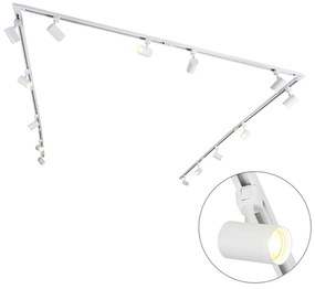 Modern railsysteem met 14 Spot / Opbouwspot / Plafondspots wit 1-fase - Iconic Jeana Modern GU10 Binnenverlichting Lamp