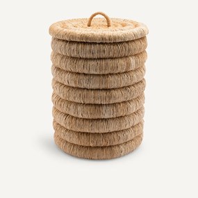 Gevlochten ronde mand met deksel, Marilo