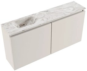 Mondiaz Ture DLux toiletmeubel 100cm linen met wastafel glace links met kraangat