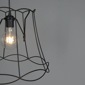 Retro hanglamp zwart 40 cm - Granny Frame Retro Minimalistisch E27 Draadlamp rond Binnenverlichting Lamp