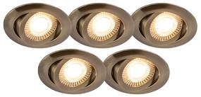 Set van 5 Moderne inbouwspots brons incl. LED 3-staps dimbaar - Mio Modern rond Binnenverlichting Lamp