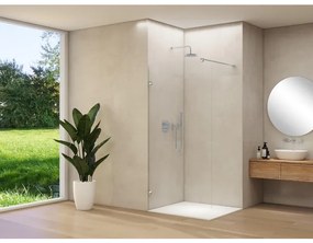 Van Rijn Products ST01 vaste wand - 98x200cm - helder glas - - dikte 8mm - stabilisatiestang - muurklemmen - Chroom ST01500100HECHK
