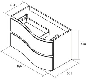 Muebles Mam badmeubel 90cm rechts antraciet met wastafel solid surface zonder kraangat