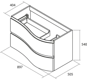 Muebles Mam badmeubel 90cm rechts macchiato met wastafel solid surface zonder kraangat