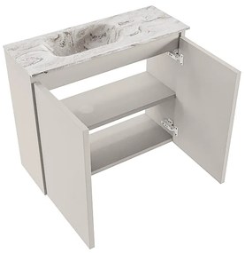 Mondiaz Ture DLux toiletmeubel 60cm linen met wastafel glace links zonder kraangat