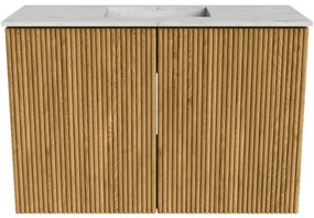Mondiaz Joya DLux 60cm toiletmeubel oak met wastafel faye midden zonder kraangat opalo
