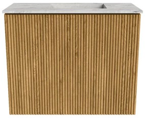 Mondiaz Joya DLux 50cm toiletmeubel oak met wastafel faye rechts zonder kraangat glace