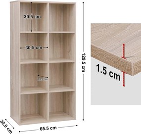 Nancy's Boekenkast Met 8 vakken - Planken Van Hout - Vrijstaande Kast – Opberger Voor Kantoor Of Thuis – Houten Kast