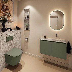 Mondiaz Ture DLux toiletmeubel 80cm army met wastafel glace rechts zonder kraangat