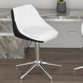 vidaXL Kantoorstoel draaibaar kunstleer wit en zwart