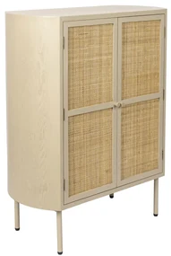 Beige Wandkast Met Rotan Deuren - 80x38x100cm.