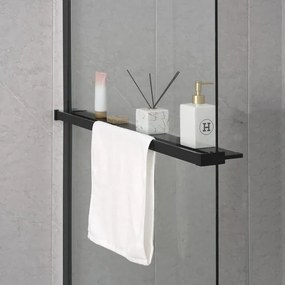 Sanigoods Obby inkortbaar handdoekrek / planchet voor douchewand mat zwart 140cm