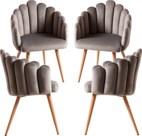 Set van 4 fluwelen fauteuils