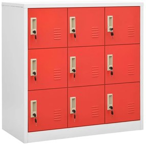 vidaXL Lockerkast 90x45x92,5 cm staal lichtgrijs en rood
