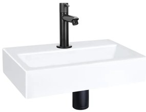 QeramiQ Fuente fonteinset - 38x24cm - 1 kraangat - keramiek - fonteinkraan zwart mat - glans wit SW696235/SW696205/SW696215/SW21912