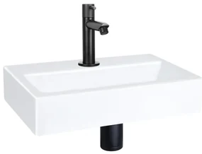 QeramiQ Fuente fonteinset - 38x24cm - 1 kraangat - keramiek - fonteinkraan zwart mat - glans wit SW696235/SW696205/SW696215/SW21912