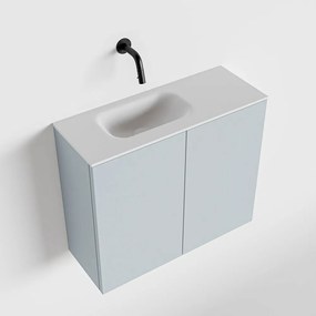 Zaro Polly toiletmeubel 60cm clay met witte wastafel zonder kraangat links