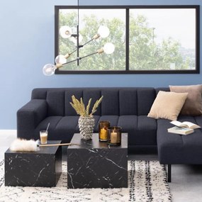 Vierkante Salontafelset Zwart Marmer Look