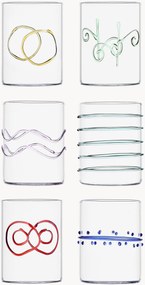 Handgemaakte waterglazen Deco' Arlecchino van borosilicaatglas, 6-delig