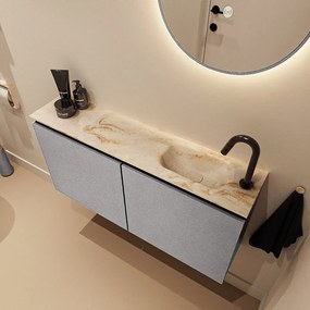 Mondiaz Ture DLux toiletmeubel 100cm plata met wastafel frappe rechts met kraangat