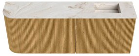 Mondiaz Joya DLux 110cm toiletmeubel ronding links oak met wastafel faye rechts 1 kraangat frappe