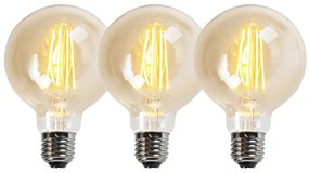 Set van 3 E27 dimbare LED lampen G95 goud 5W 450 lm 2200K