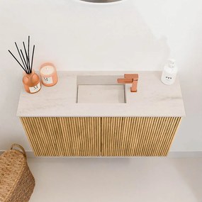 Mondiaz Joya DLux 70cm toiletmeubel oak met wastafel faye midden 1 kraangat meli
