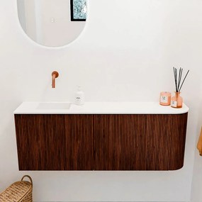 Mondiaz Joya 110cm toiletmeubel ronding rechts ruby met wastafel faye links zonder kraangat talc