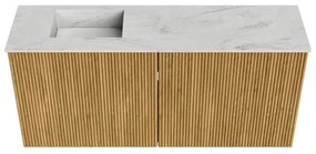 Mondiaz Joya DLux 90cm toiletmeubel oak met wastafel faye links 1 kraangat opalo