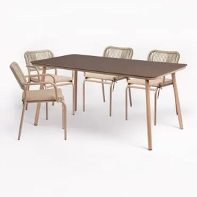 Tuinset Met Tafel En 4 Stoelen Arhiza Bruin - Mokka - Sklum