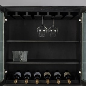 Zuiver Travis Wandkast Met Wijnrek Zwart - 88.5x46.5x180.5cm.
