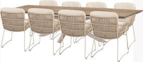 4 Seasons Outdoor Murcia tuinset latte met Minerva tafel met Robusto teak blad 280 cm * Sale * Tuinset   beige weerbestendig