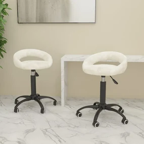 vidaXL Eetkamerstoelen draaibaar 2 st fluweel crèmekleurig