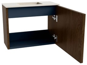 Mondiaz Joya DLux 50cm toiletmeubel walnut met wastafel faye midden zonder kraangat meli