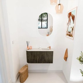 Mondiaz Joya DLux 80cm toiletmeubel ronding links shadow met wastafel faye rechts 1 kraangat ostra