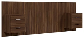 vidaXL Hoofdbord met kastjes bewerkt hout bruineikenkleurig