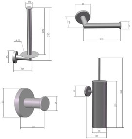 Saniclear Iron toilet accessoiresset 4-delig verouderd ijzer - gunmetal