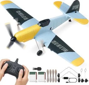 VEVOR RC-vliegtuig, 2,4 GHz 3-kanaals afstandsbedieningsvliegtuig met 6-assige gyrostabilisator, klaar om te vliegen gevechtsvliegtuig met 2 batterijen, gemakkelijk te vliegen RC-zweefvliegtuig voor volwassenen, kinderen, beginners en jongens