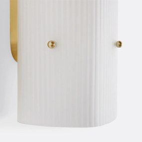 Wandlamp in messing en geribbeld glas, Danny