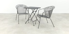 Elegance stapelbare balkonset 3-delig strekmetaal 60x60 cm. - Antraciet