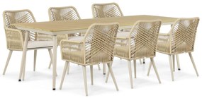 Tuinset 6 personen 240 cm Aluminium/rope Taupe Coco Vedra/Matale