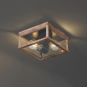 Industriële plafondlamp hout print IP44 2-lichts - Charlois