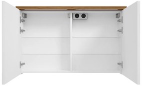 Fontana Grado spiegelkast met verlichting 100cm 2 deuren walnoot