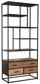 Vakkenkast Dakota 90cm | Livingfurn | Hout & Metaal | Bruin & Zwart   | Cavetown