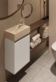 Fontana White Travertin toiletmeubel met ribbelfront 40cm wit mat