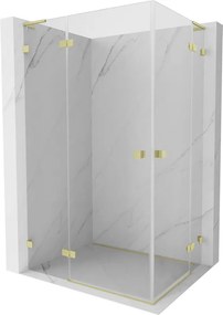 Mexen Lunar L Duo draaideur douchecabine links 120 x 90 cm, transparant, geborsteld goud - 834L-120L-090P-55-00