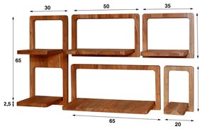 Houten Wandrekken Set - 125x23x65cm.