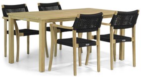 Tuinset 4 personen 160 cm Rope Zwart Lifestyle Garden Furniture Dallas/Weston
