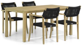 Tuinset 4 personen 160 cm Rope Zwart Lifestyle Garden Furniture Dallas/Weston