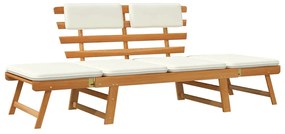 vidaXL Tuinbank met kussens 2-in-1 190 cm massief acaciahout